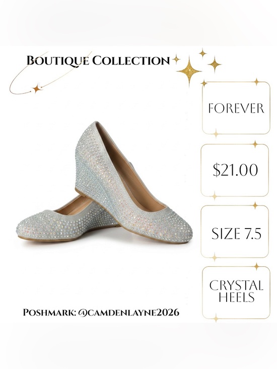 Forever Shoes - Forever Silver Crystal-Studded Wedge Heels